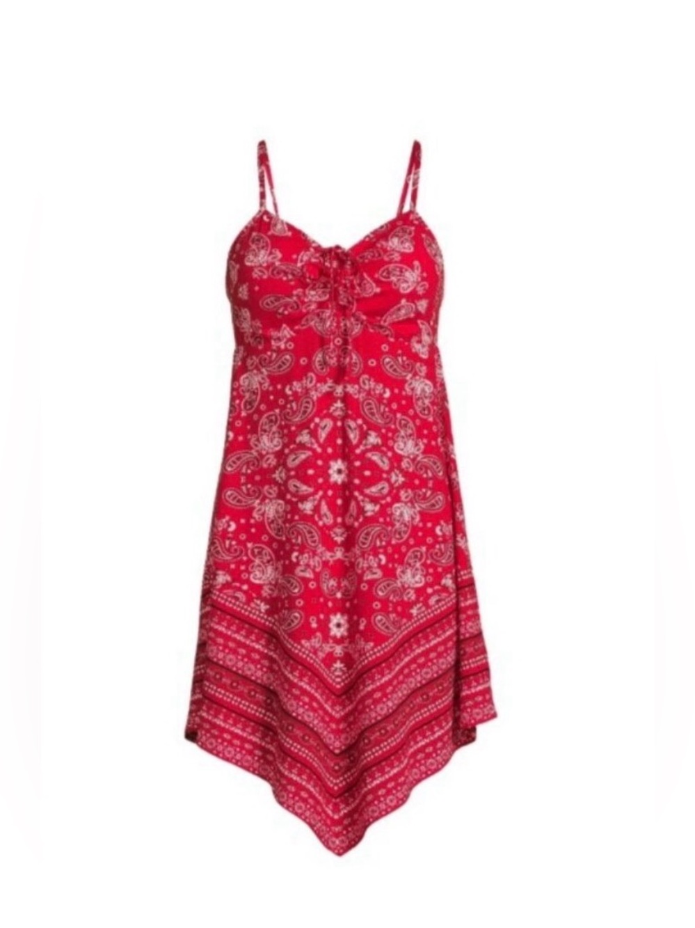 No Boundaries Red Bandana Paisley Handkerchief Hem Sundress Size M
